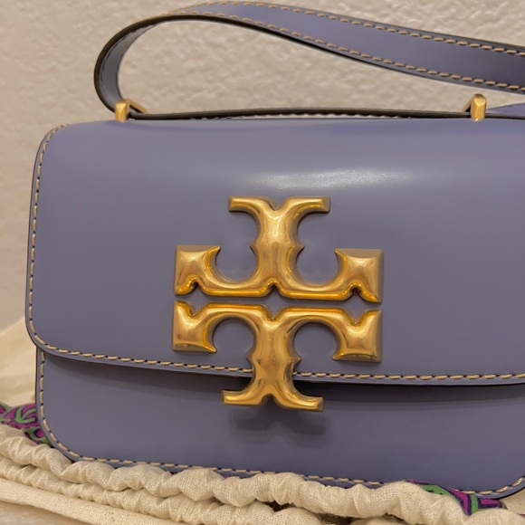 Tory Burch Eleanor Spazzolato Small Convertible Crossbody Bag Dark Lotus - Picture 2 of 8